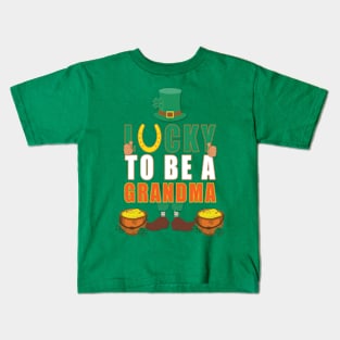 lucky to be a grandma Kids T-Shirt